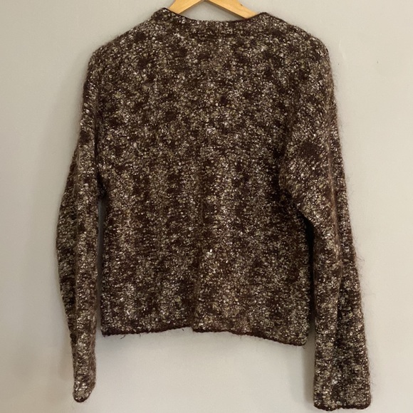Vintage Boundary Waters brown womens open front knit sweater 34% mohair size M - Picture 7 of 9